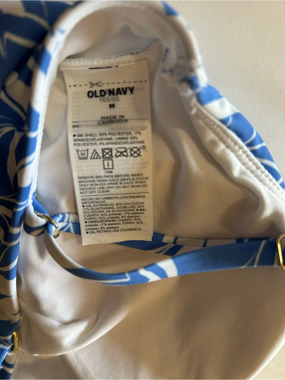 Old Navy Blue and White Floral Bralette Bikini Top